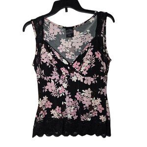 JTB Womens Floral Babydoll Tank‎ Top Size Large Y2K Whimsigoth Fairy Grunge Lace